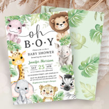 Safari Animals Baby Shower Oh Boy Tropical Jungle