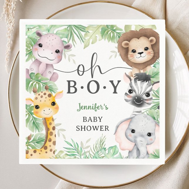 Safari Animals Baby Shower Oh Boy Tropical Jungle Napkins (Creator Uploaded)
