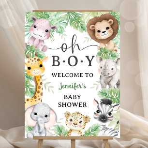 Safari Animals Baby Shower Oh Boy Welcome Foam Board