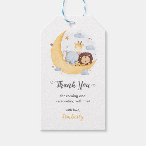 Safari Animals Baby Shower Over The Moon Gift Tags
