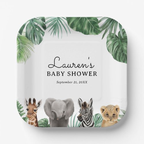 Safari Animals Baby Shower Paper Plates