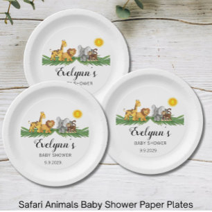 Safari Animals Baby Shower Paper Plates