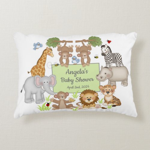 Safari Animals Baby Shower Party  Accent Pillow