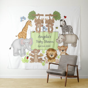 Safari Animals Baby Shower Party Backdrop Sign 