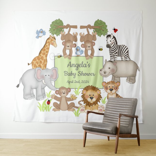 Safari Animals Baby Shower Party Backdrop Sign  (In Situ (Horizontal))