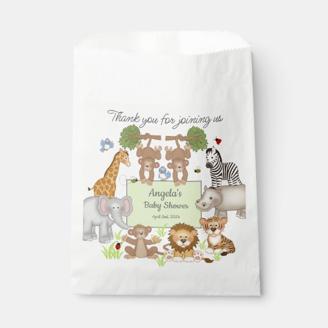 Safari Animals Baby Shower Party Gift Favor Bag (Front)