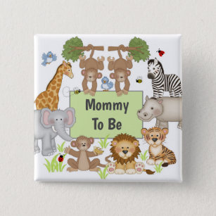 Safari Animals Baby Shower Party Mommy To Be Button