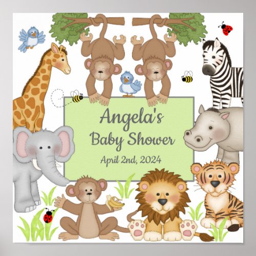 Safari Animals Baby Shower Party Poster