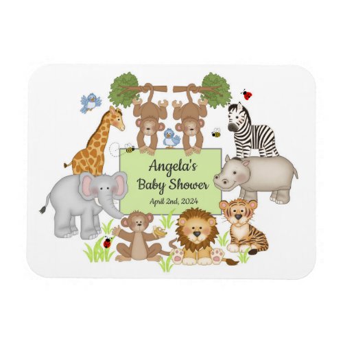 Safari Animals Baby Shower Party Reminder  Magnet