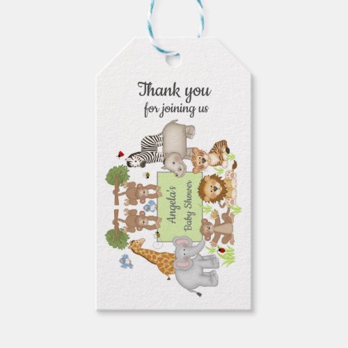 Safari Animals Baby Shower Party Thank You  Gift Tags