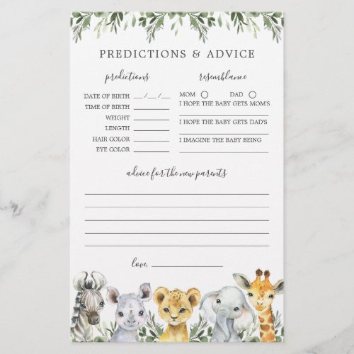 Safari Animals Baby Shower Predictions and Advice