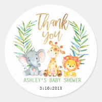 Safari Animals Baby Shower Sticker