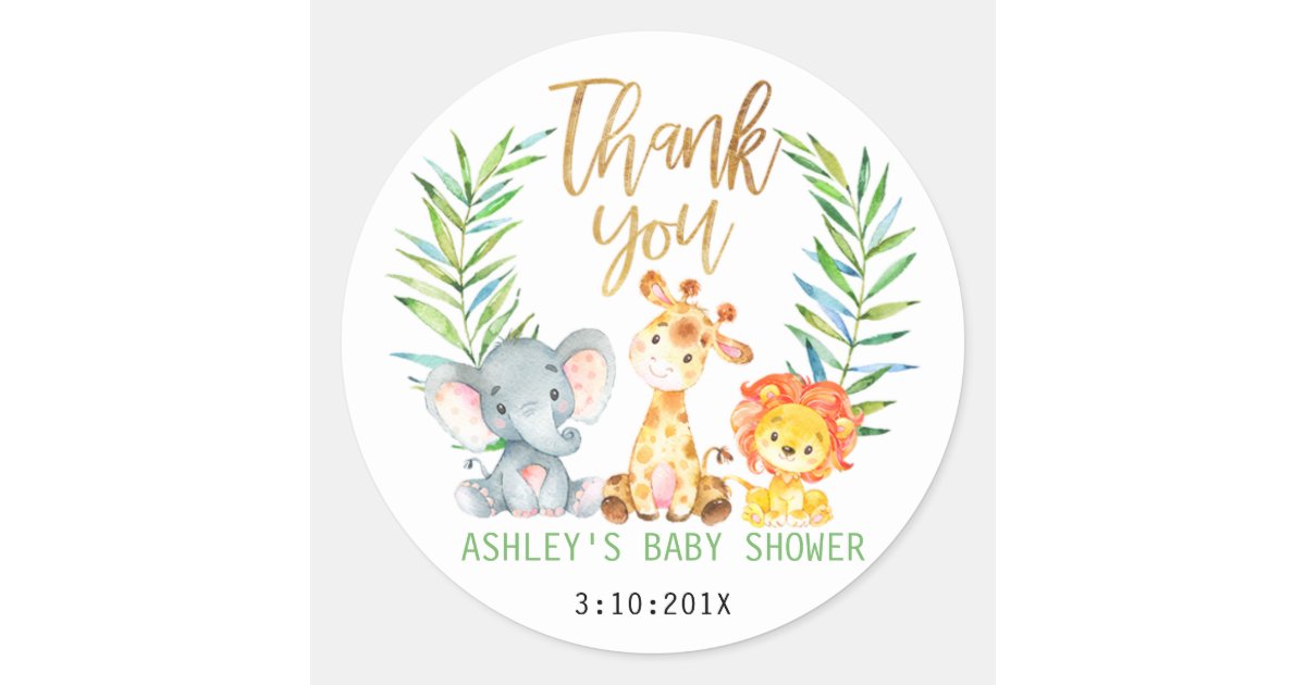 safari animals baby shower sticker zazzlecom