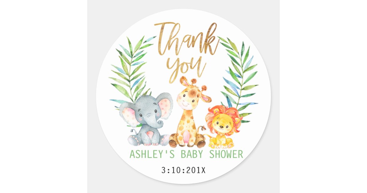 safari animals baby shower sticker zazzlecom