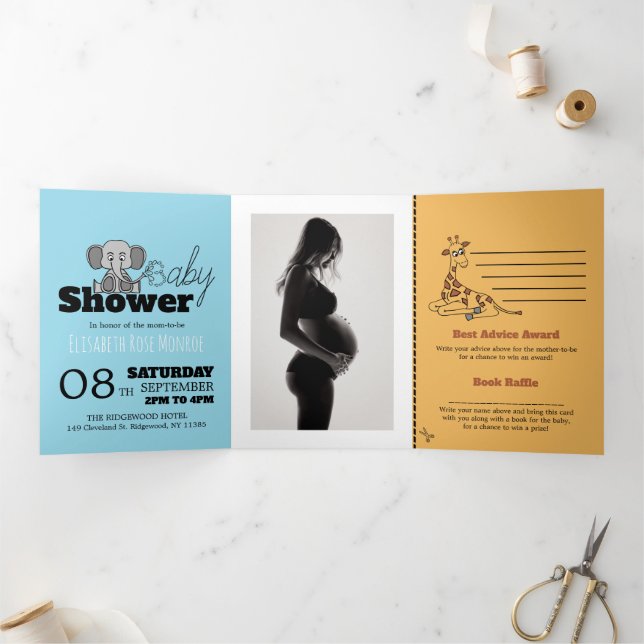 Safari Animals, Baby Shower Suite Tri-Fold Invitation (Inside)