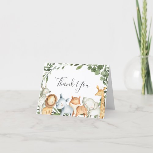 Safari Animals Baby Shower Thank You Card