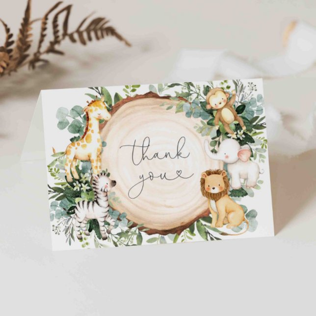 Safari Animals Baby Shower Thank You Card (Creator Uploaded)