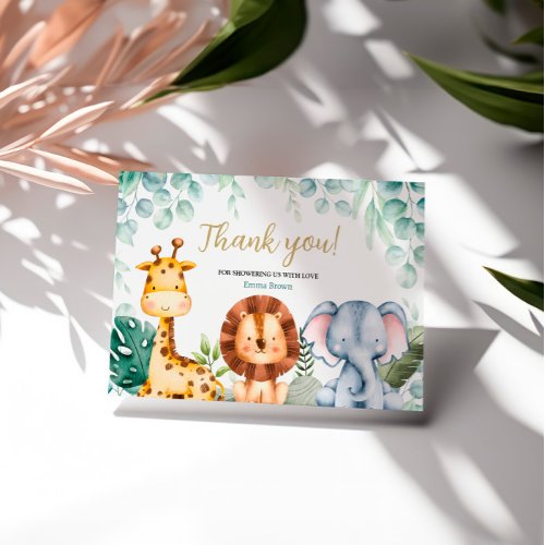 Safari Animals Baby Shower Thank You Card