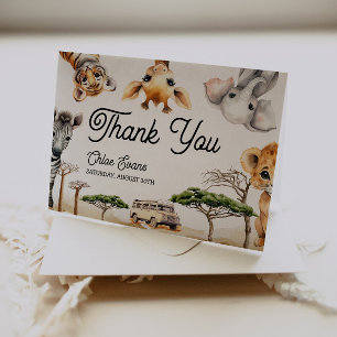 Safari Animals Baby Shower Thank You Card