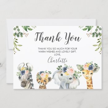 Safari Animals Baby Shower Thank You Card by figtreedesign at Zazzle