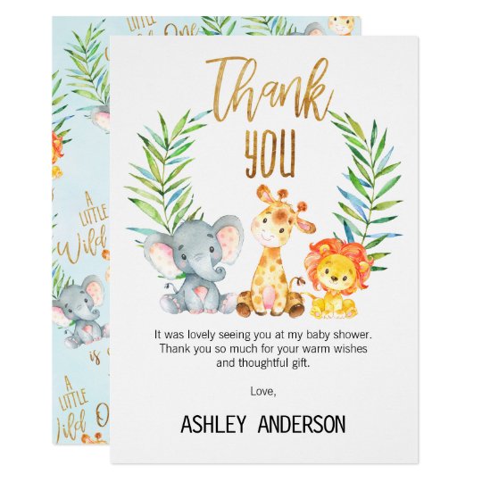 Safari Animals Baby Shower Thank You Card