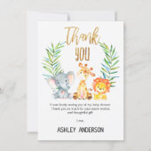 Safari Animals Baby Shower Thank You Card (Front)