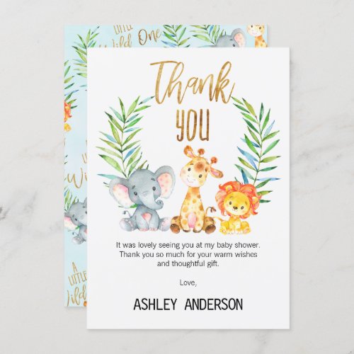 Safari Animals Baby Shower Thank You Card