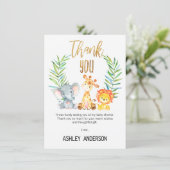 Safari Animals Baby Shower Thank You Card (Standing Front)