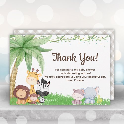 Safari Animals Baby Shower Thank You Cards