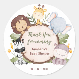 Safari Animals Baby Shower Thank You Favor Classic Round Sticker