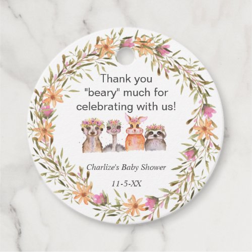 Safari Animals  baby shower thank you Favor Tags