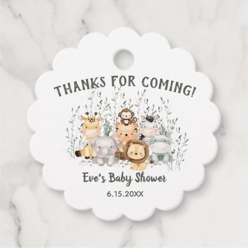 Safari Animals Baby Shower Thanks For Coming Favor Favor Tags