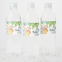 Safari animals baby shower water bottle labels.