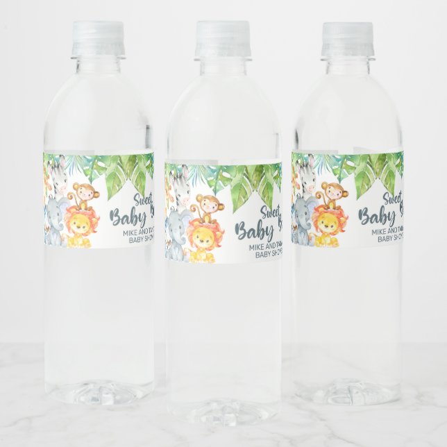 Safari animals baby shower water bottle labels. label (Bottles)