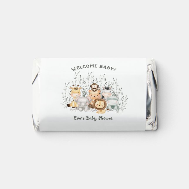 Safari Animals Baby Shower Welcome Baby Hershey's Miniatures (Front)