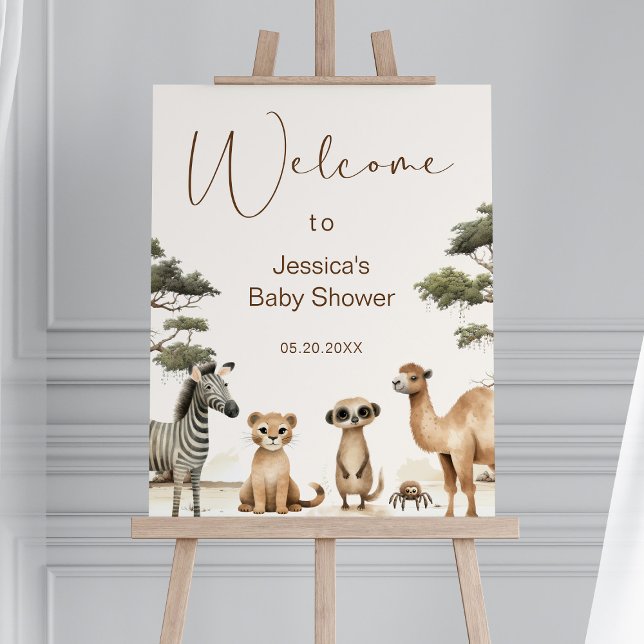 Safari Animals Baby Shower Welcome Foam Board (Creator Uploaded)