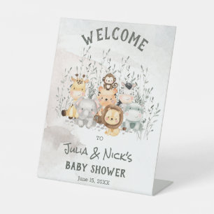 Safari Animals Baby Shower Welcome Pedestal Sign