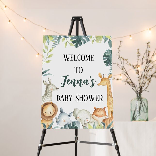 Safari Animals Baby Shower Welcome Sign (In Situ (Stand))
