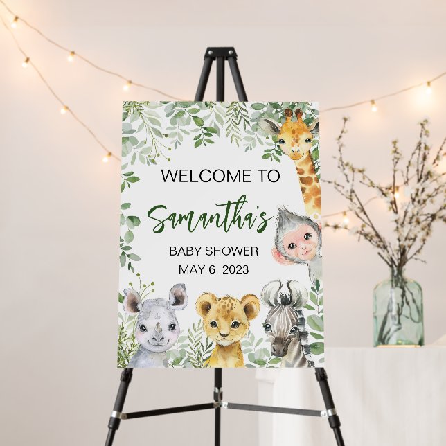 Safari Animals Baby Shower Welcome Sign (In Situ (Stand))
