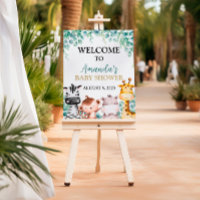 Safari Animals Baby Shower Welcome Sign
