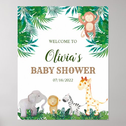 Safari Animals Baby Shower Welcome Sign