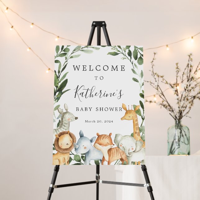 Safari Animals Baby Shower Welcome Sign Foam Board (In Situ (Stand))
