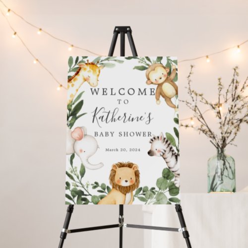 Safari Animals Baby Shower Welcome Sign Foam Board