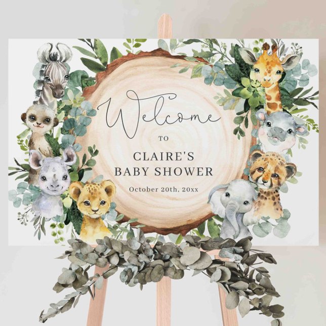Safari Animals Baby Shower Welcome Sign Foam Board (Creator Uploaded)
