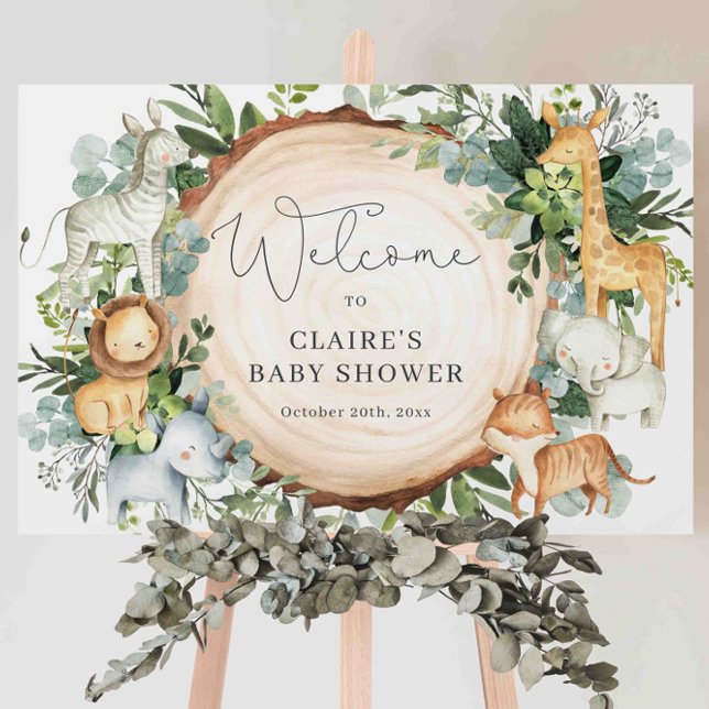 Safari Animals Baby Shower Welcome Sign Foam Board (Creator Uploaded)