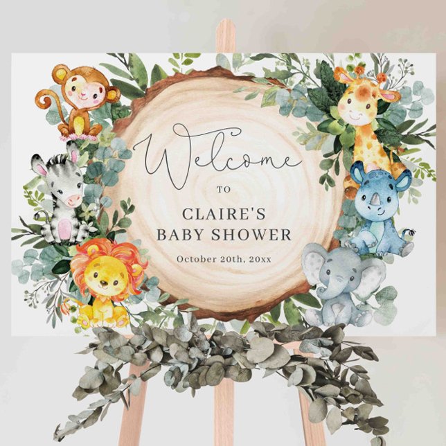 Safari Animals Baby Shower Welcome Sign Foam Board (Creator Uploaded)