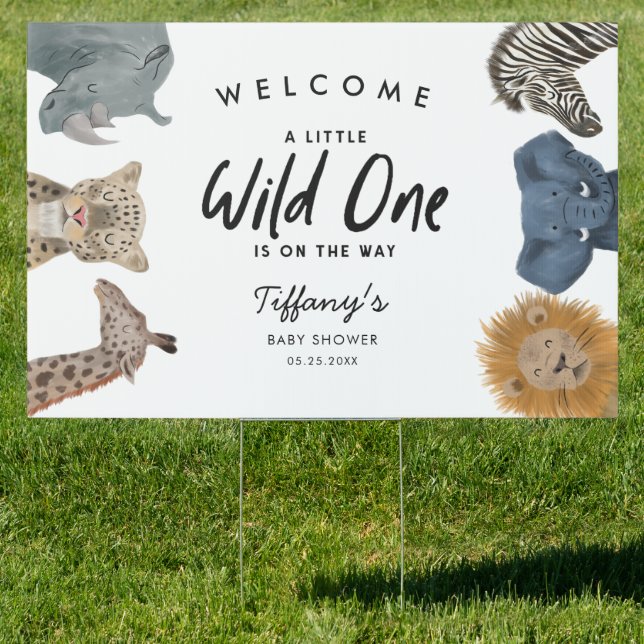 Safari Animals Baby Shower Welcome Yard Sign (Insitu)
