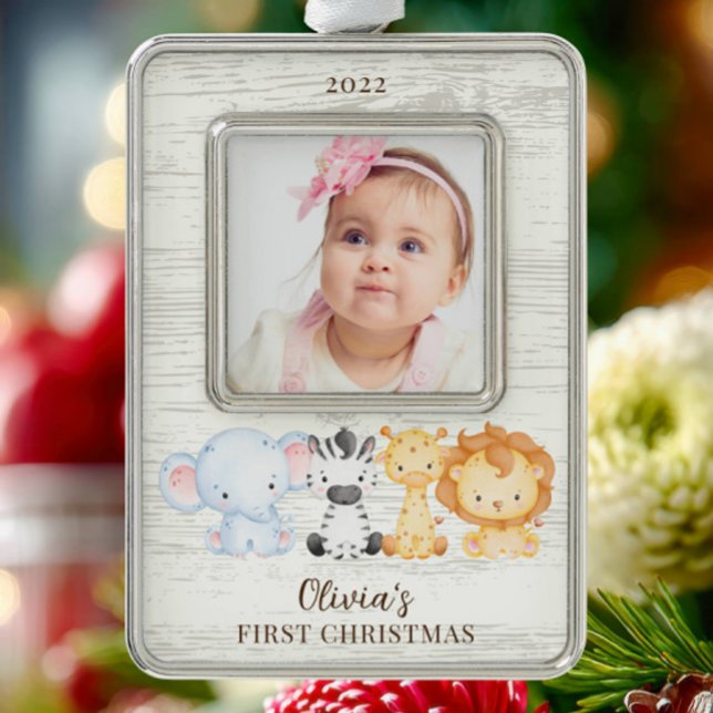 Safari Animals Baby's First Christmas Ornament (Creator Uploaded)