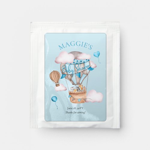 Safari Animals Balloons Blue Boy Baby Shower Tea Bag Drink Mix