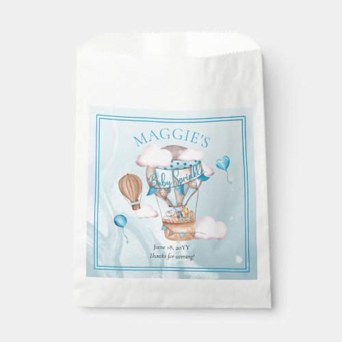 Safari Animals Balloons Blue Boy Baby Sprinkle Favor Bag